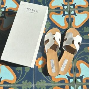 Steven by Steve Madden Greece Slide White Leather
